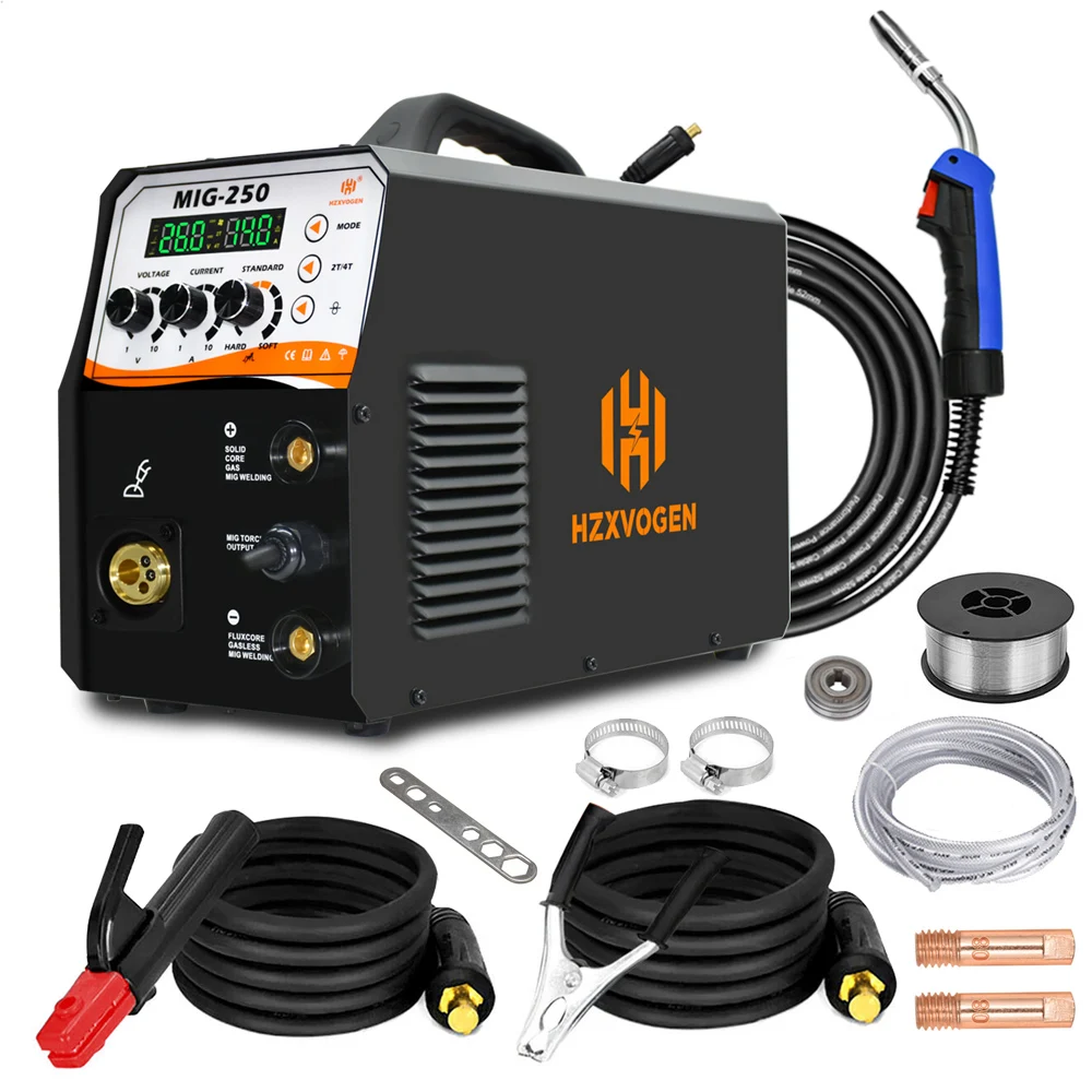 HZXVOGEN 220V Semi-automatic Welding Machine 4 IN 1 MIG Gas Gasless No ARC TIG 2T 4T IGBT INVERTER MMA Stick Welder |
