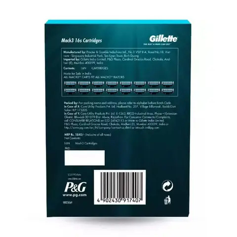 Бритвенные кассеты Gillette Mach3 16 шт