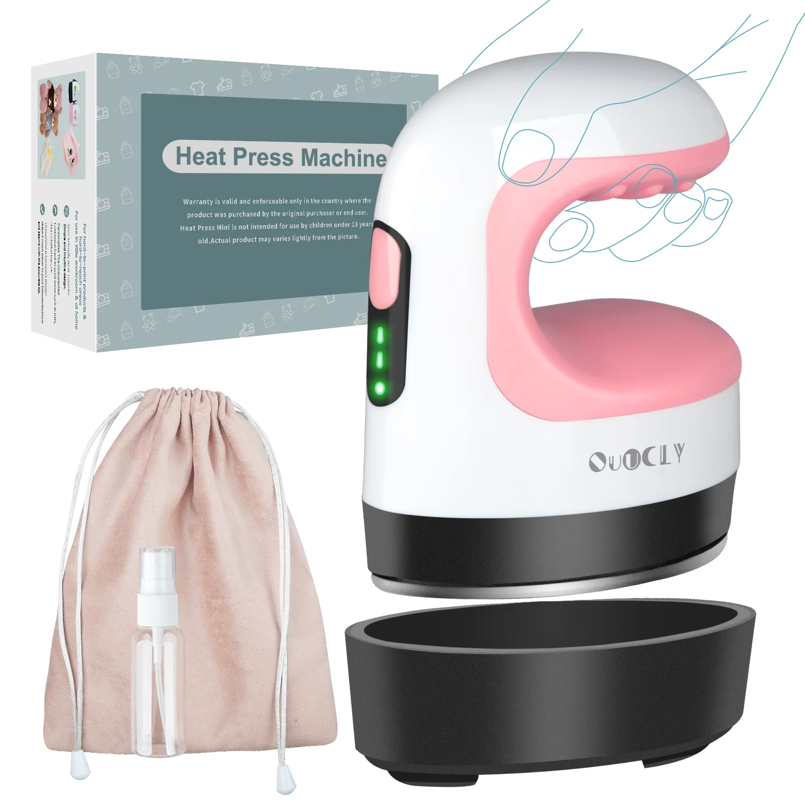 QuuCLY Mini Heat Press Machine, Mini Irons for appliques,Portable Heat Press Easy for T-Shirts, Shoes, Hats and Small HTV Vinyl