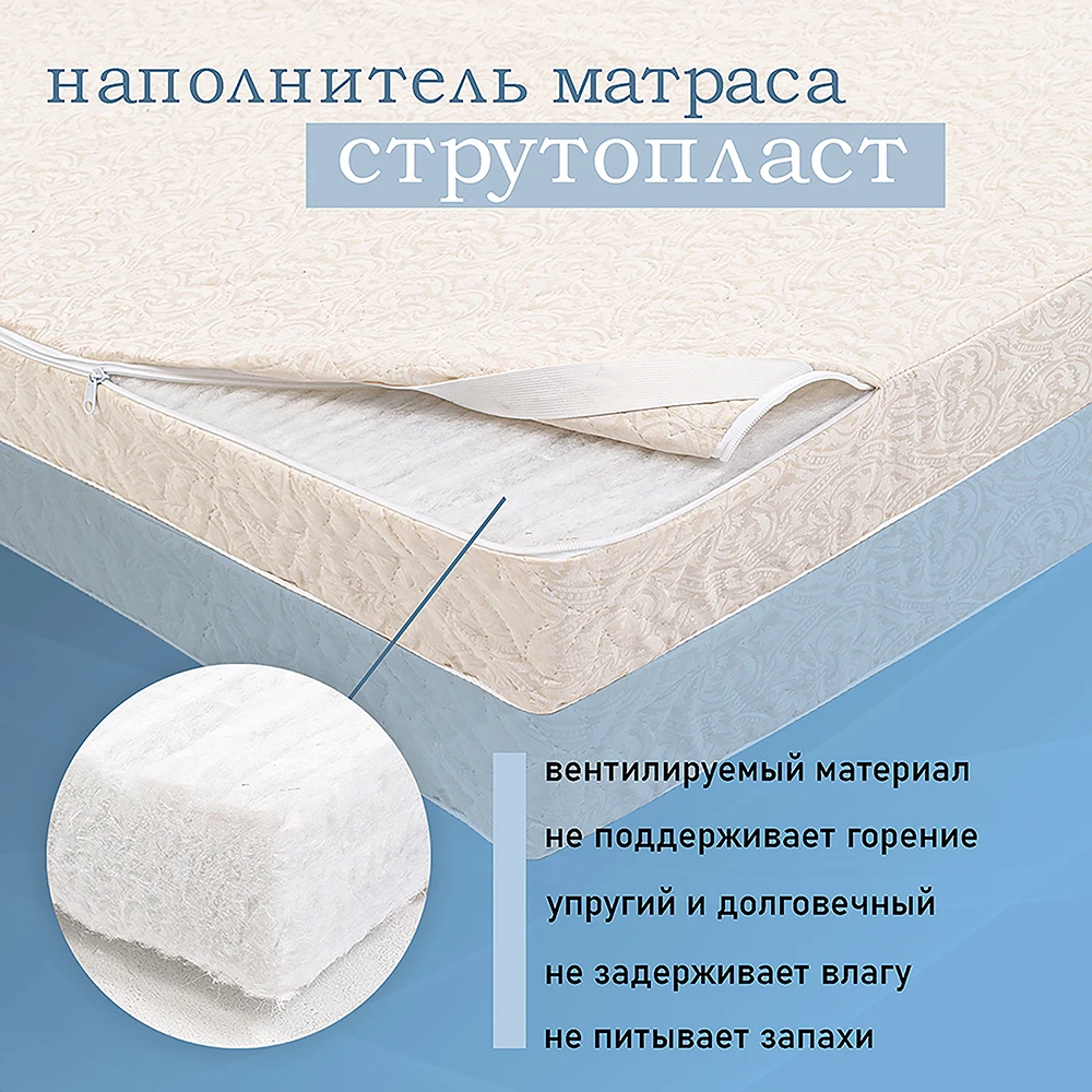 Матрас (борт 10 см) 90x200 беспружинный ортопедический эффект цвет бежевый