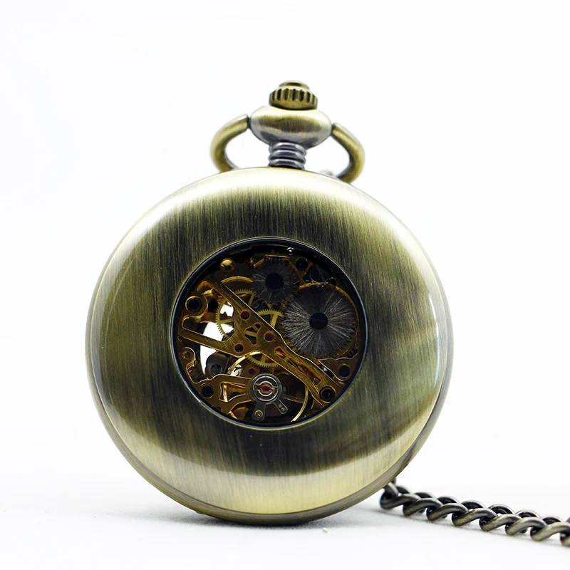 Wooden Mechanical Pocket Watch Chains Luxury Wooden Hand Winding Skeleton Fob Watches Men Women Clock Gifts relojes de bolsillo