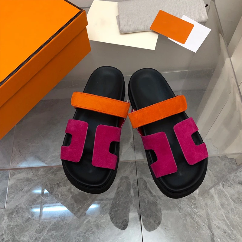 

2023 Summer Luxury High-Quality Men Women Couple Sandals Outdoor Luxury Designer Brand Slippers Genuine Leather Chypre Sandals