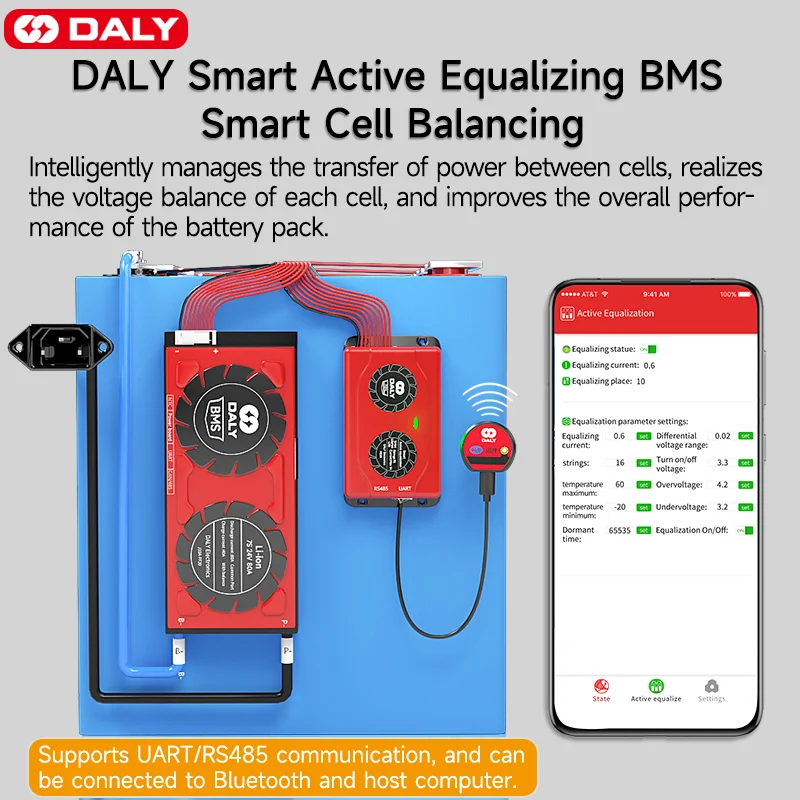 Умный активный баланс-ток Daly Smart BMS 1A LiFePo4 8S 30A 40A 60A 80A 100A 120A 150A 200A 250A 300A 400A 500A