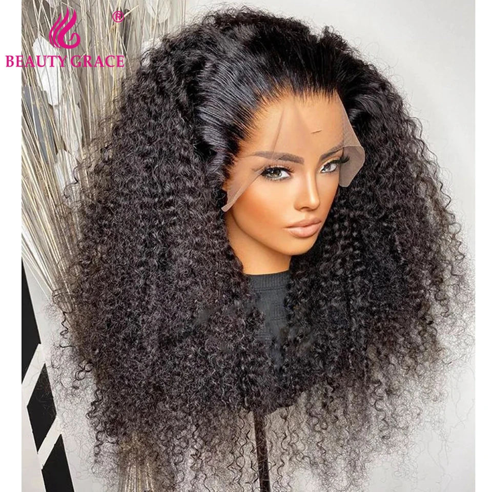 13X4 Lace Frontal Wig Curly Human Hair Wigs For Women 250 Density Lace Closure Wig 30 Inch Kinky Curly Lace Front Human Hair Wig