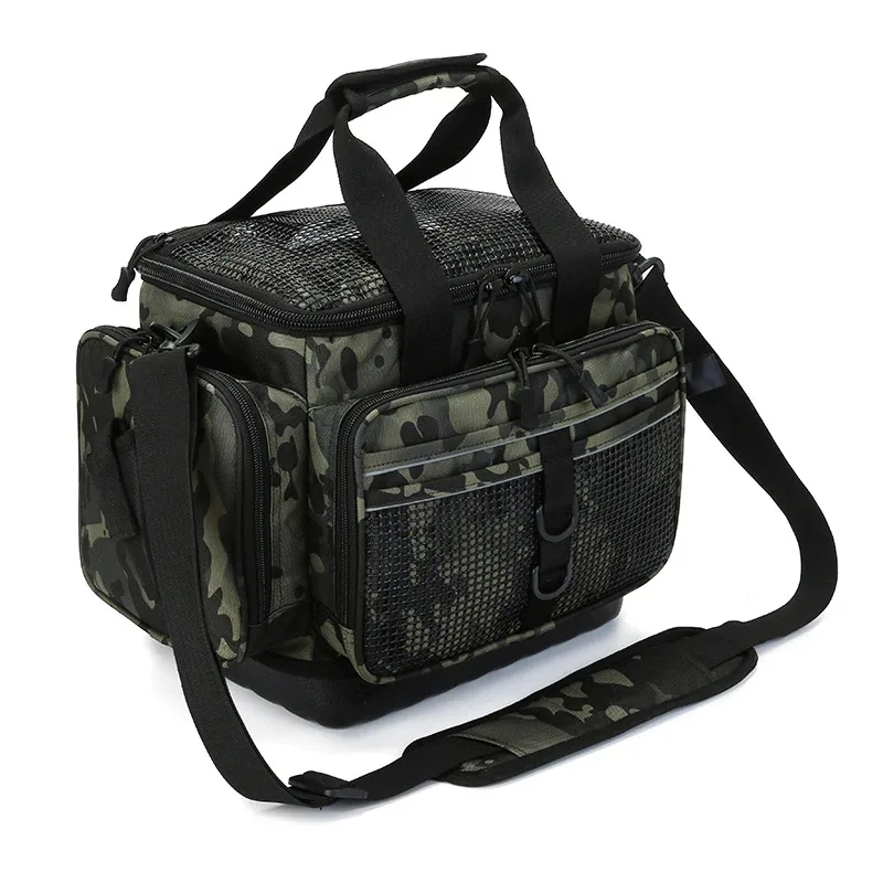 

Fishing Bag 30*21*28cm Waterproof Nylon Large Capacity Multi-Purpose Fishing Tackle Bag Two-Layer Outdoor Shoulder Bags