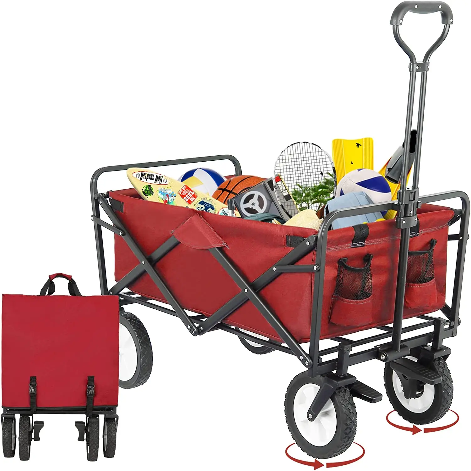 

Homfa Collapsible Folding Wagon Garden Cart, Outdoor Utility Beach Wagon, Heavy-Duty 7.8'' ,170 LB