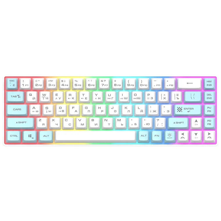 Клавиатура Defender Deron GK-098 USB белый/голубой тип подключения: беспроводная интерфейс: