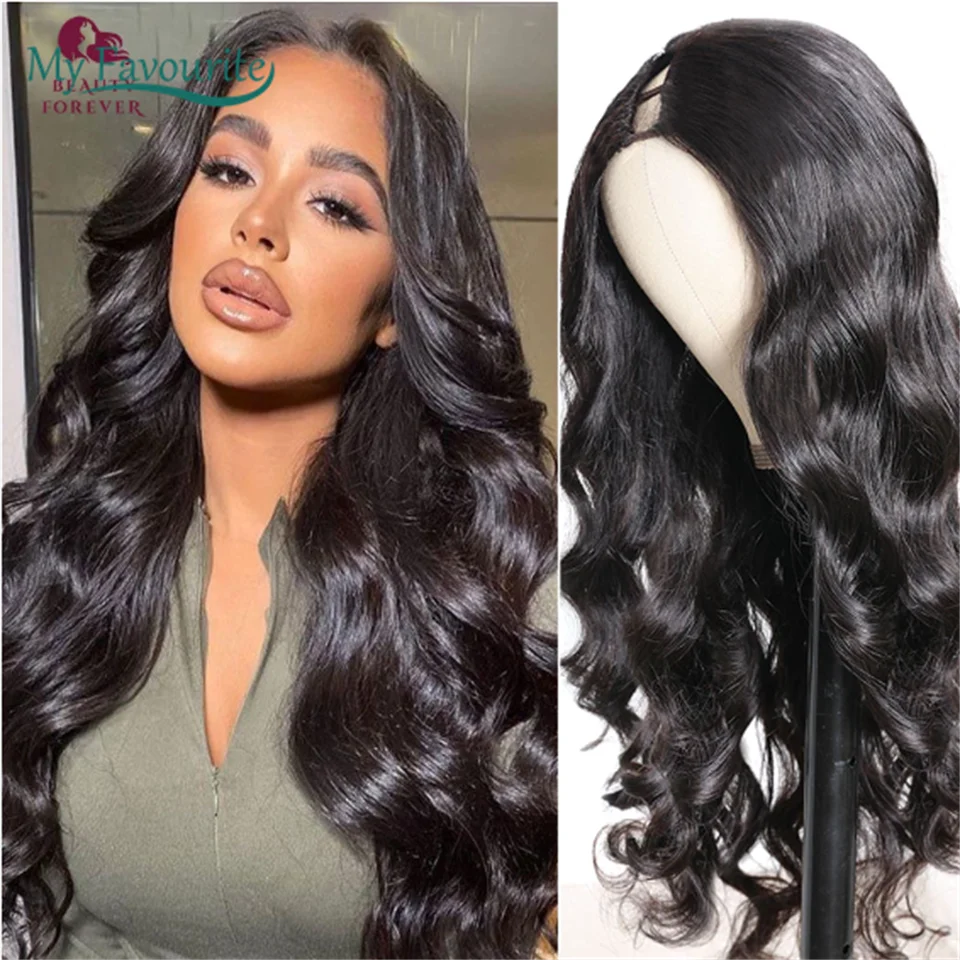 V Part Wig Body Wave Human Hair Wigs For Black Women Natural Color No Lace Front Wig Brazilian Virgin Hair No Sew In  NO Glue