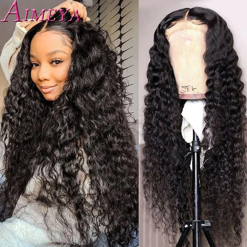 

AIMEYAWIG Curly Wave 13x6 Natural Color HD Lace Front Wig Pre Plucked Hairline Human Hair Wig for Women