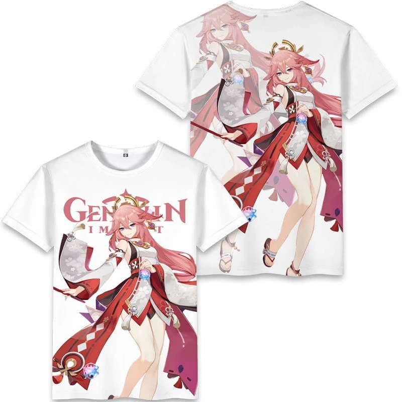 Новинка футболки Genshin Impact Аниме игра сексуальная девушка Yae Miko уличная одежда с 3D