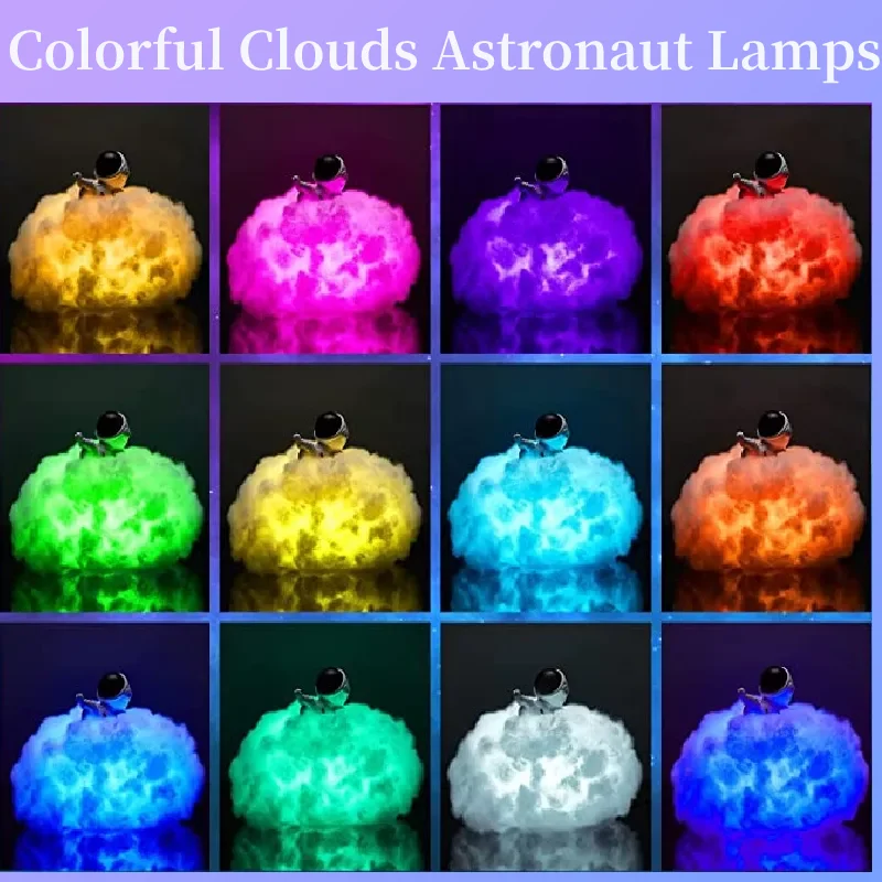 

LED Colorful Clouds Astronaut Lamp With Rainbow Effect Bedroom Night lamp Decor Home New Dropship Astronaut Lamp Creative Gift