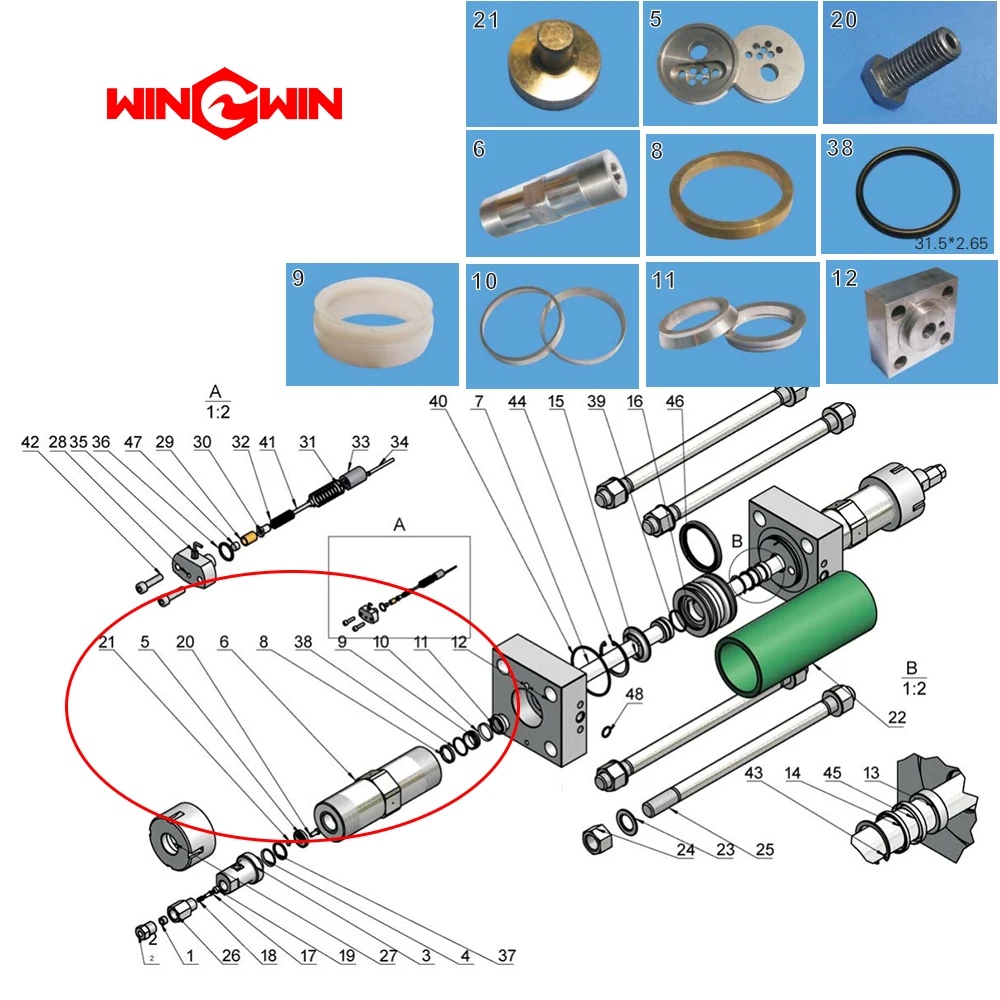

Dardi G10 intensifier pump parts H-P Backup Ring EP0928 510000105 waterjet spare parts water jet cutting machine