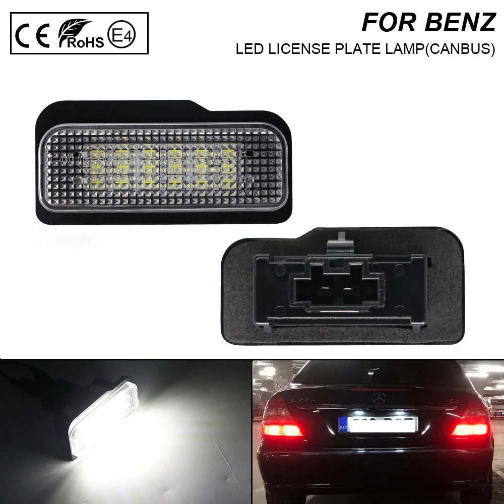 For Benz C E CLS-Class W203 W211 W219 R171 S203 For Tesla 2PCS LED License Plate Lights with Canbus White Number Plate Lamps