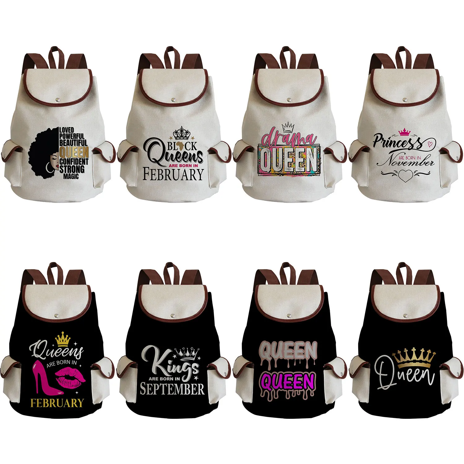 

Рюкзак King And Queen для женщин, модный минималистичный вместительный ранец с надписью «King And Queen» на шнурке, рюкзак для студентов