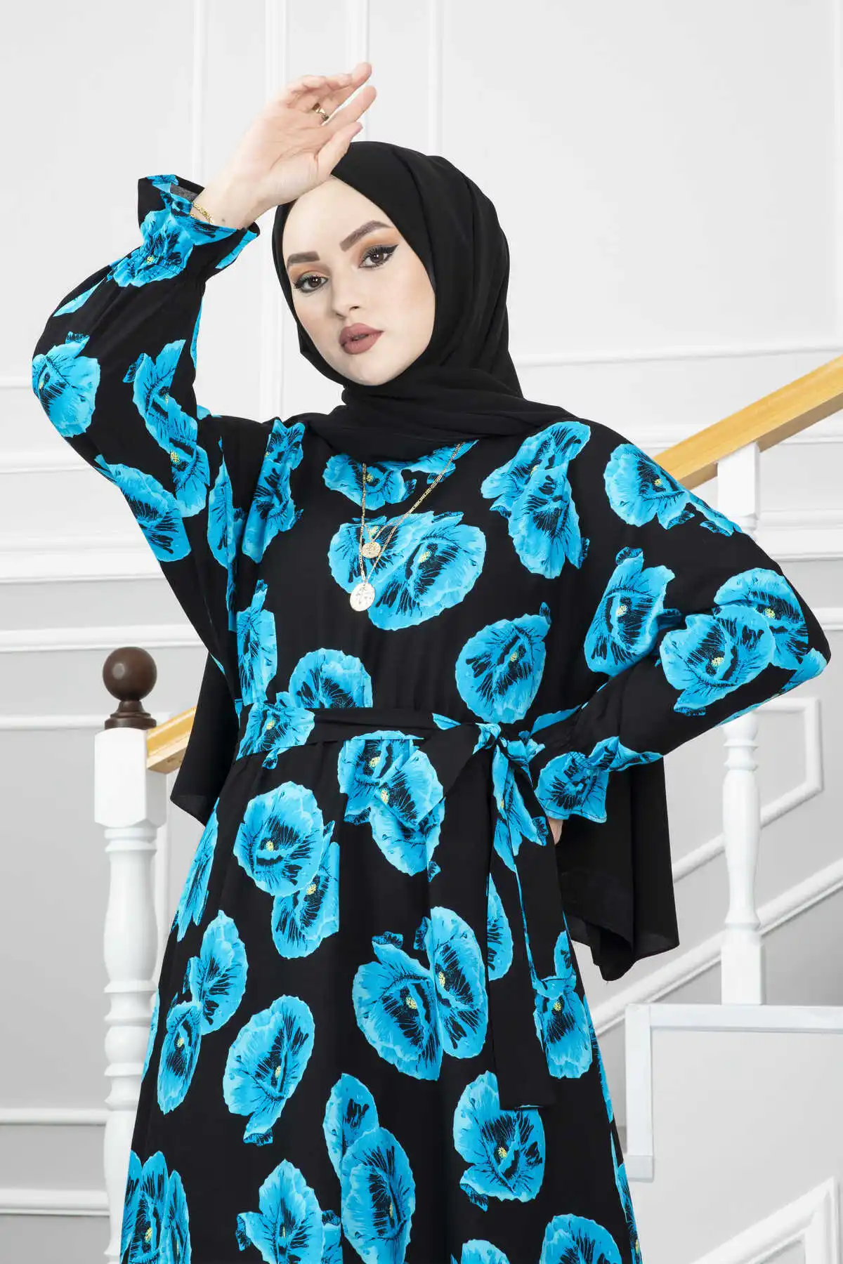 Bud Patterned Hijab Dress, Muslim Dress, Religious Clothing, İslamic Dress, Modest Abaya, Set Women's Clothing, Women's Islamic