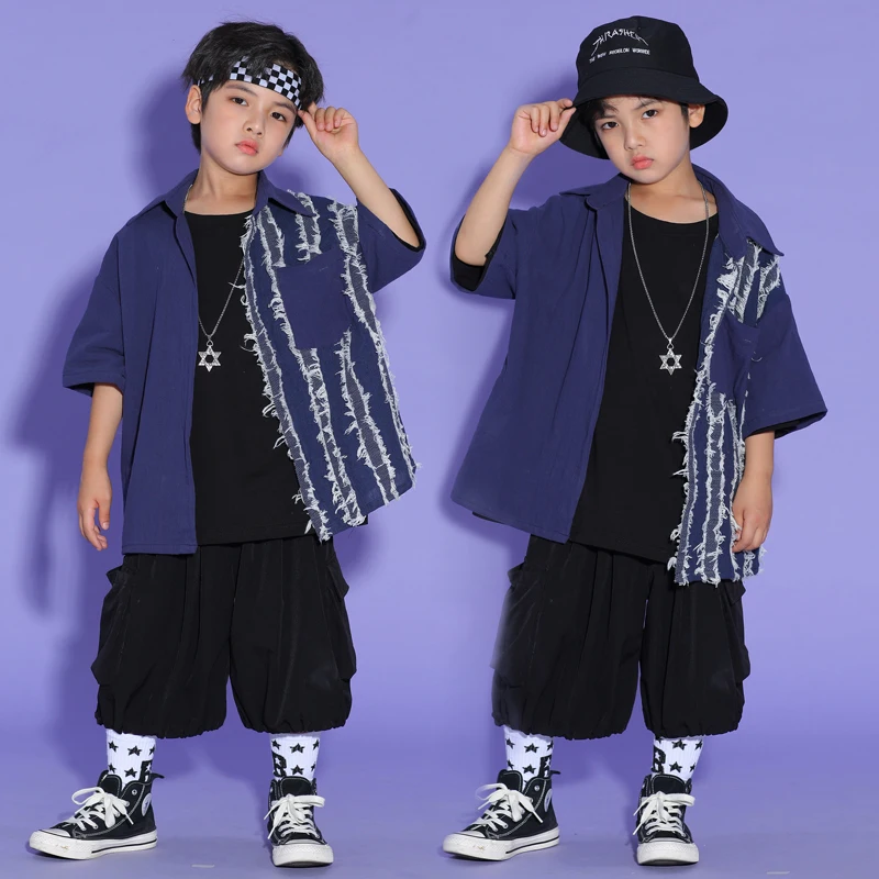 

Boys' Hip-Hop Suit New Summer Children Jazz Dancing Tide Clothes Girls Street Dance Clothing Catwalk Stage Outfits DQL7405