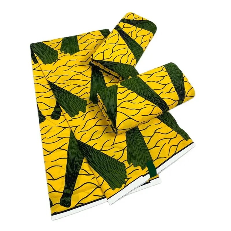 

2020 новейшая 100% хлопчатобумажная ткань из натурального вощеного хлопка, 6 ярдов, ткань из вощеного Анкары, высокое качество, Воск тыквы Ганы