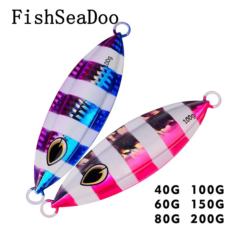 Saltwater Lure Fishing Metal Slow Jigging Deep Sea Bait Farther Casting Big Heavy Jigbait For Seabass Perch Luminous Effect