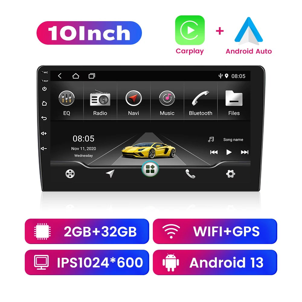 

Android 13 Универсальный автомобильный радиоприемник Беспроводной Carplay Android Auto 2 Din 7 "/9"/10" GPS-навигатор Мультимедийный плеер Wi-Fi FM Автомобильная стереосистема
