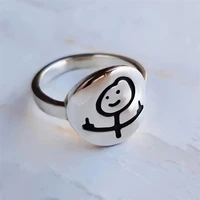 2022 funny fxck you doodle ring for man woman hip hop middle finger stickman punk ring cool stuff couple party gift new jewelry