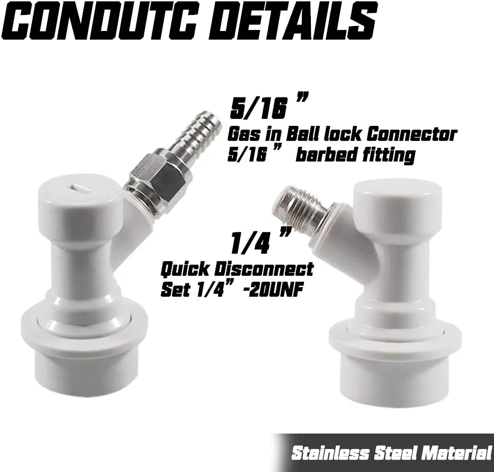 Cornelius Keg Quick Disconnect Ball Lock MFL Dis-Connect Set с поворотными гайками 5/16 Газ 1/4 Жидкие колючки