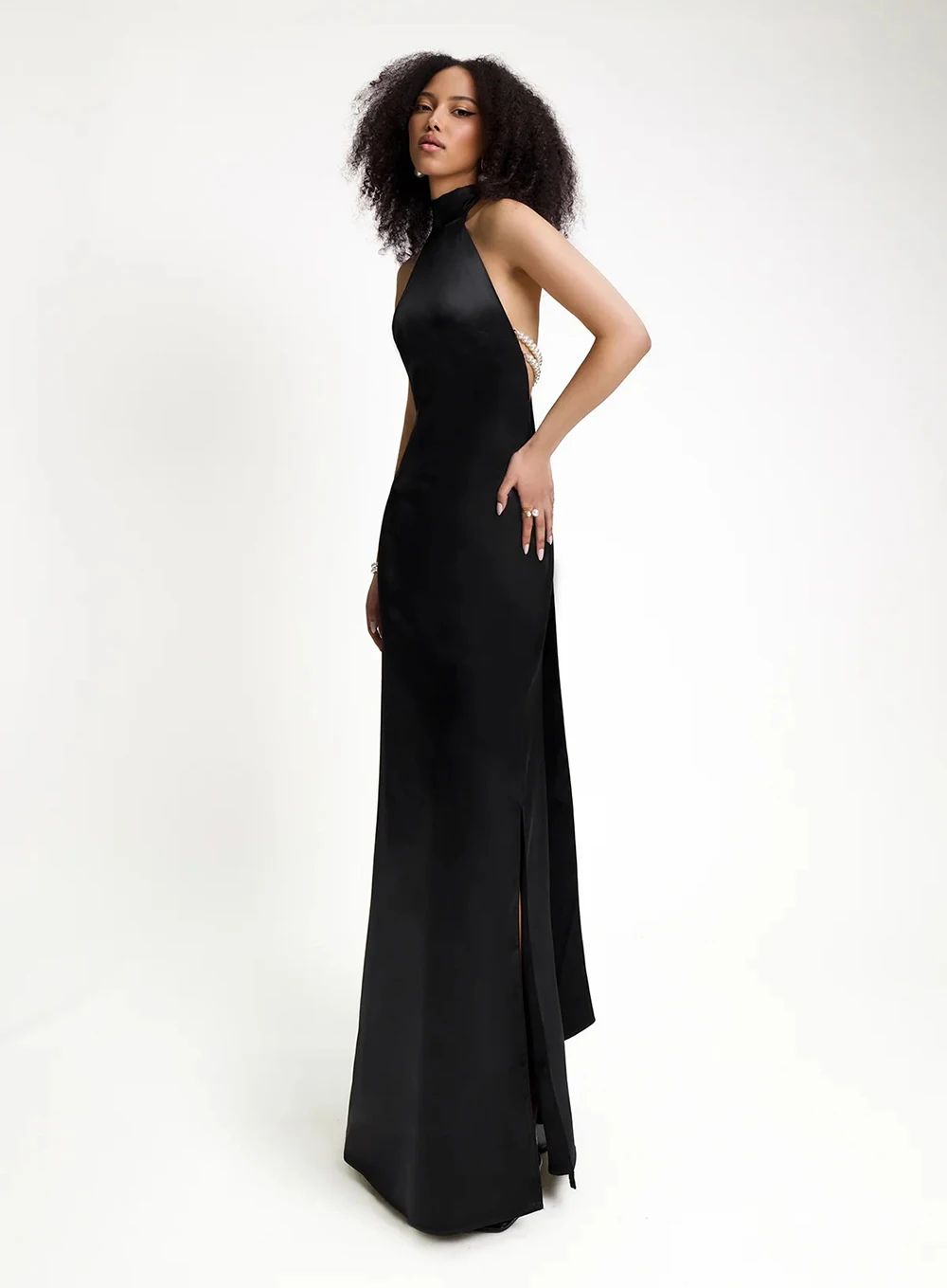 Новинка 2024 женское атласное черное сексуальное облегающее длинное платье Ailigou с