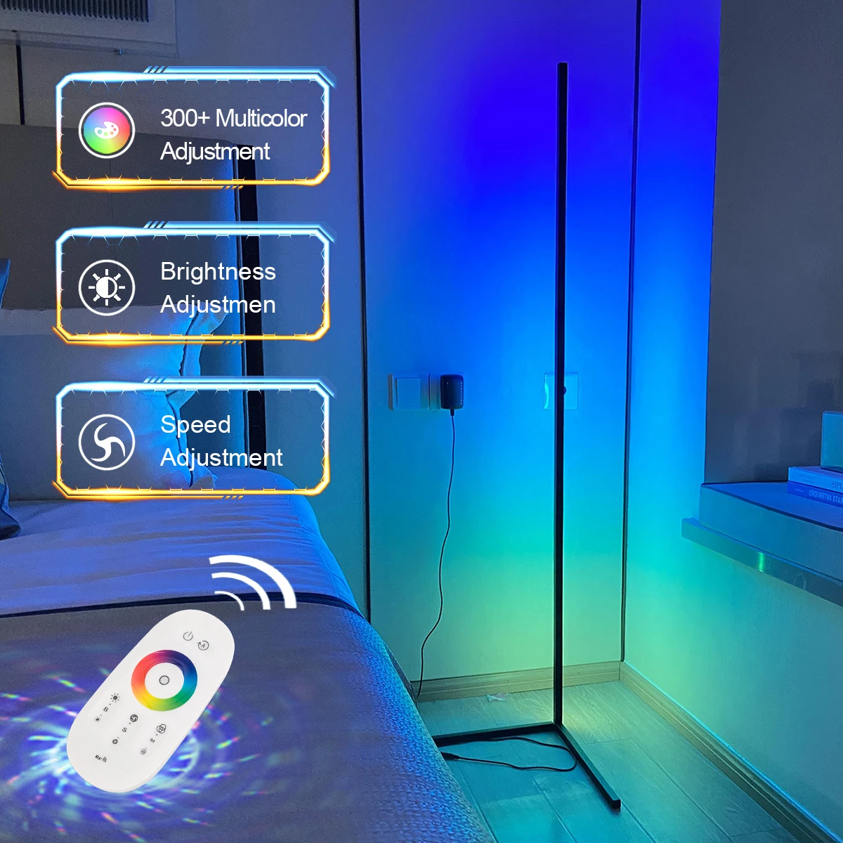 

LED RGB Floor Lamp Bedroom Atmosphere Night Lamp Corner Floor Light Living Rom Decor Indoor Standing Lamps For Home Decoration