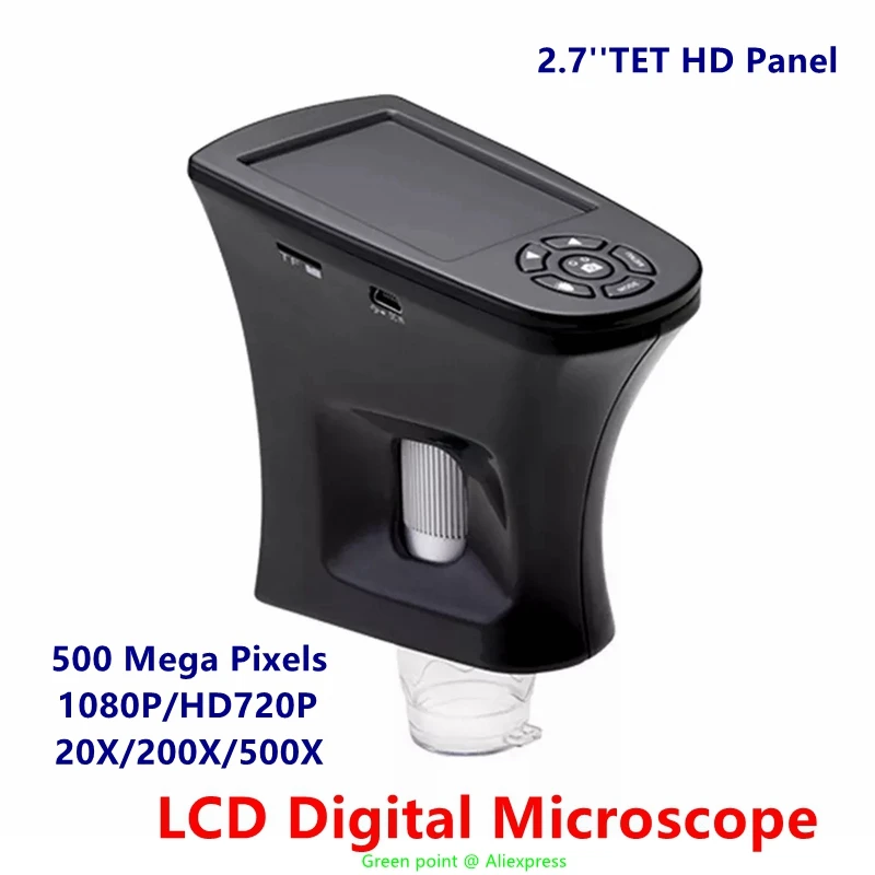 

Photographable Portable Digital 500X Electronic Microscope With 5.0 MP Sensor 2.7''LCD 8LED Light USB2.0/3.0 720/1080P Magnifier