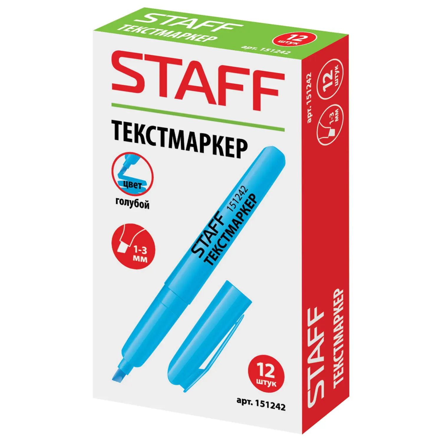 Текстовыделитель STAFF &quotManager" HL-238 ГОЛУБОЙ линия 1-3 мм 151242