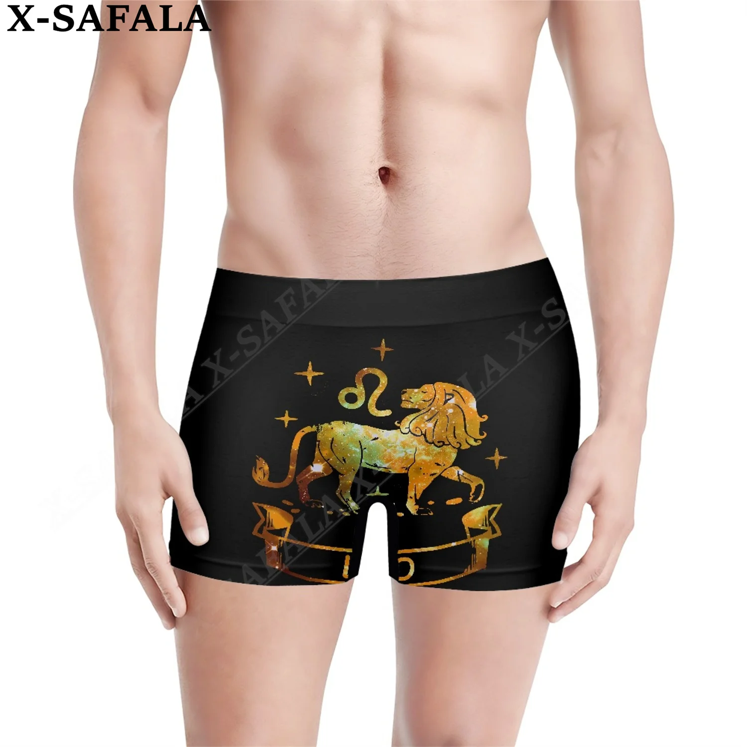 

Twelve Zodiac Leo Pattern 3D Prints Men's Underwear Shorts Seamless Pants High Elastic Swimwear Beach SwimmingTrunks