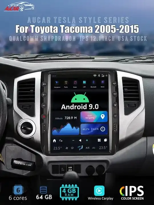 AuCar Tesla радио 12 1 дюймов Android 9 для Toyota Tacoma 2005-2015 GPS навигация головное устройство
