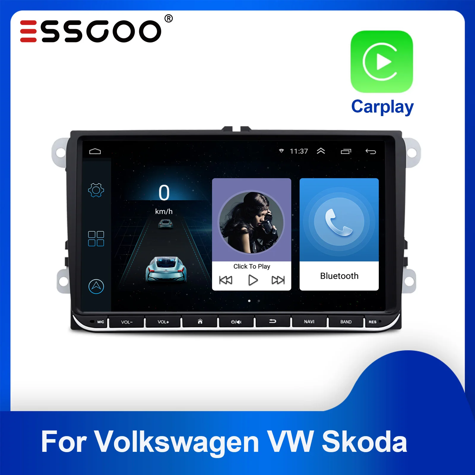 

ESSGGO Radio Automotive For Volkswagen VW Passat Seat Skoda Carplay 2 din Android Car Multimedia Video Bluetooth GPS Navigation