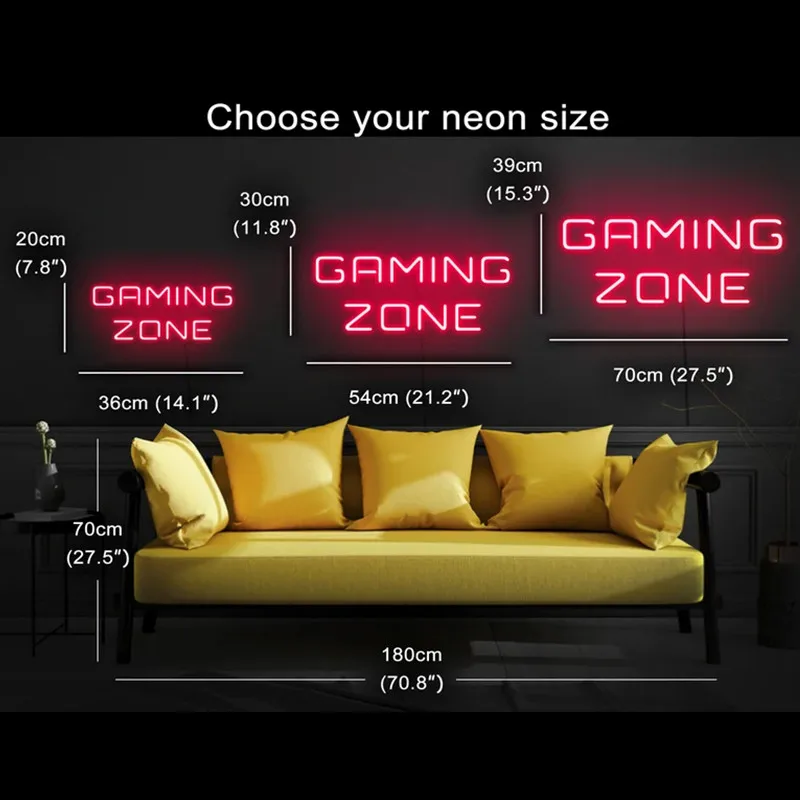 Game Zone Decor Led Light Gaming Zone Neon Sign Gamer Room Led Wall Decor Custom Neon Sign for Gaming Room Night Light Gift