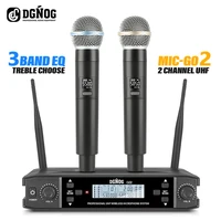 dual wireless microphone for karaoke uhf 2 channel wireless microphone system for party church home professional handheld mic