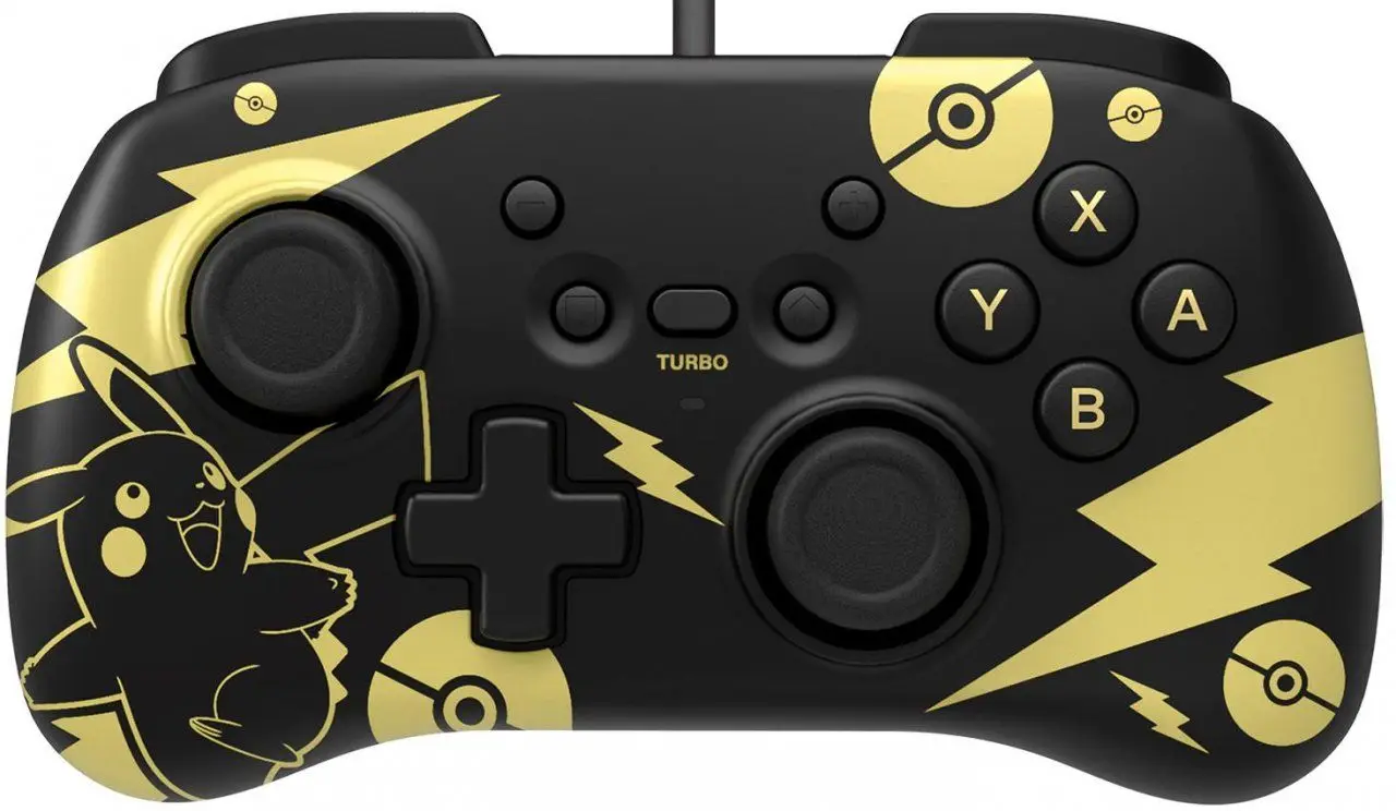 Геймпад проводной HORIPAD Mini Пикачу Черный и Золотой (Pikachu Black &amp Gold) HORI (NSW-289U) (Switch) -
