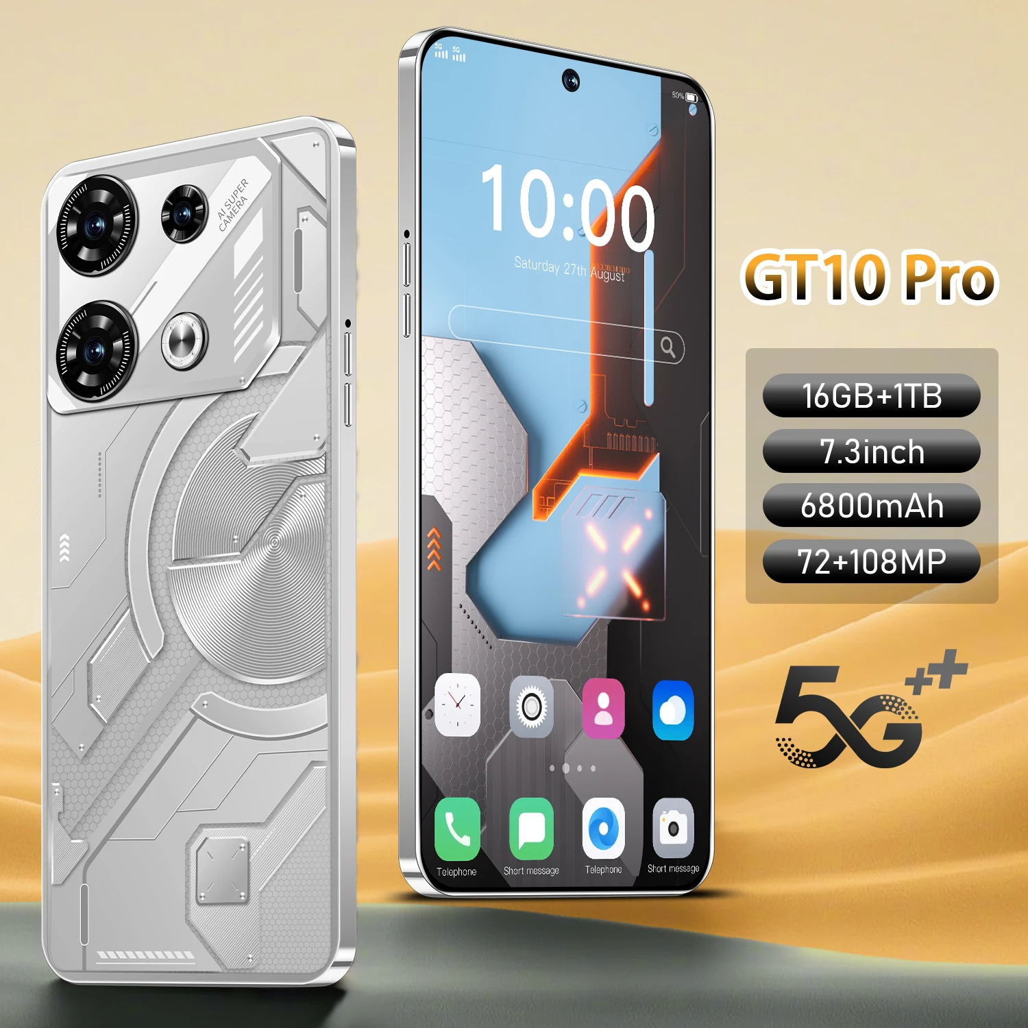 Смартфон GT10 Pro 7 3-дюймовый полноэкранный 4G/5G глобальная версия сотовый телефон 16
