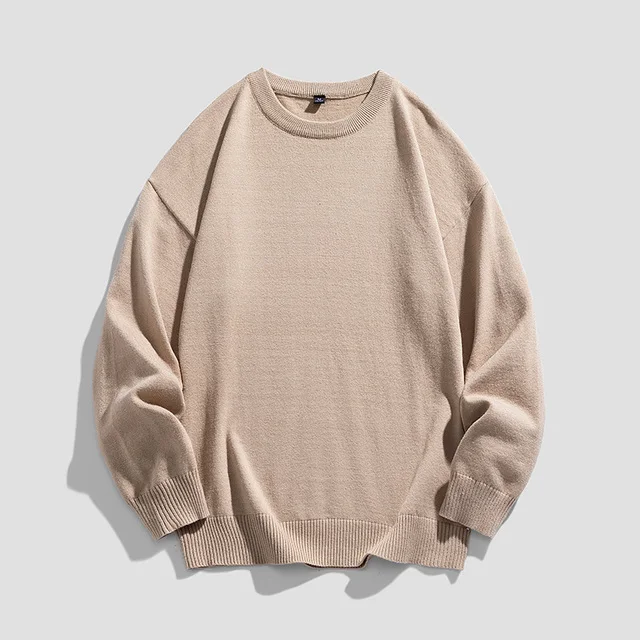 

Autumn New Casual Men's Solid Color Sweater Round Neck Fit Knitted Male Fashion Pullover Simple Style Bottoming Shirt