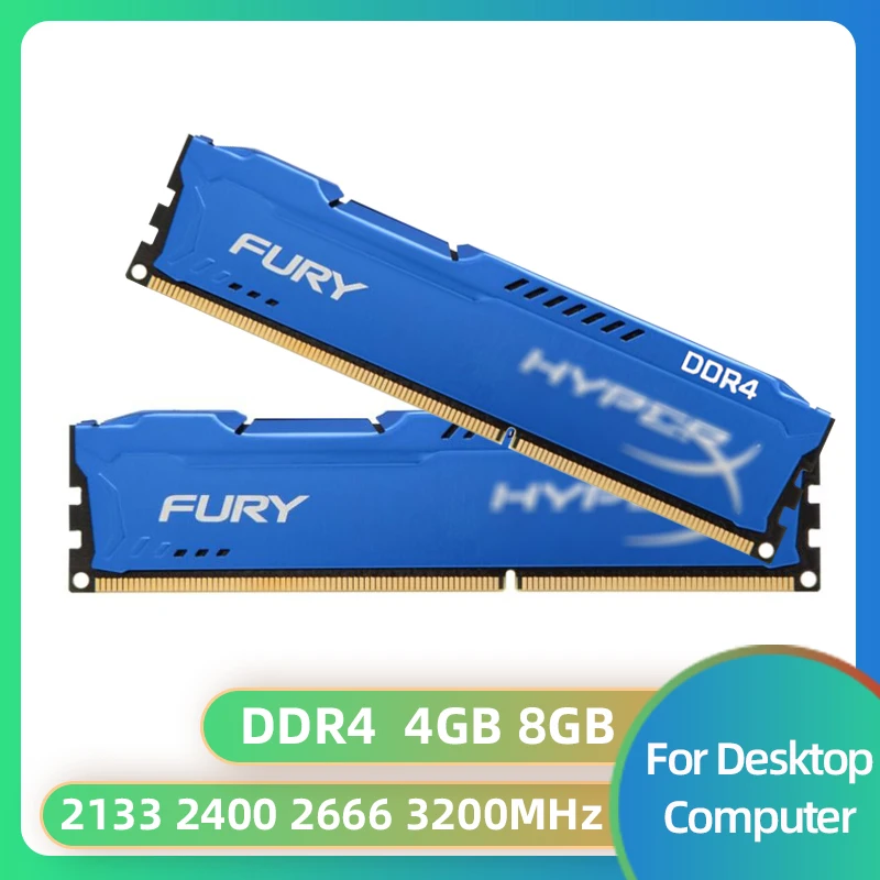 

Memoria 4GB 8GB 3200MHz 2133MHz 2400MHz 2666MHz Memory DIMM 288Pin 1.2V DDR4 RAM HyperX FURY PC4-25600 21300 19200 Memory Ram