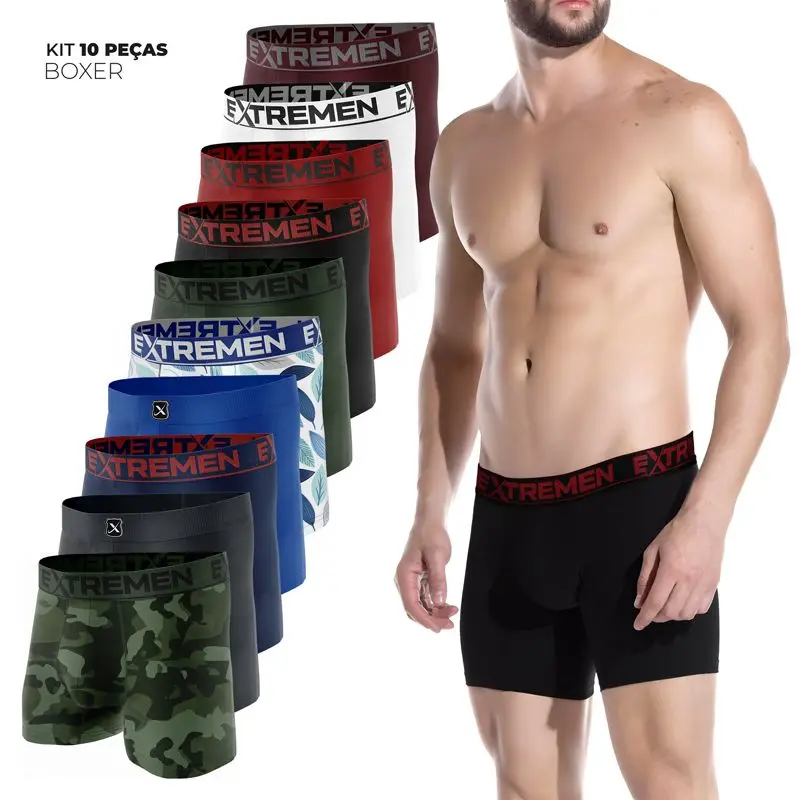 com 10 Cueca Box Boxer NEW ROUTE microfiber Lisa e Estampada AliExpress