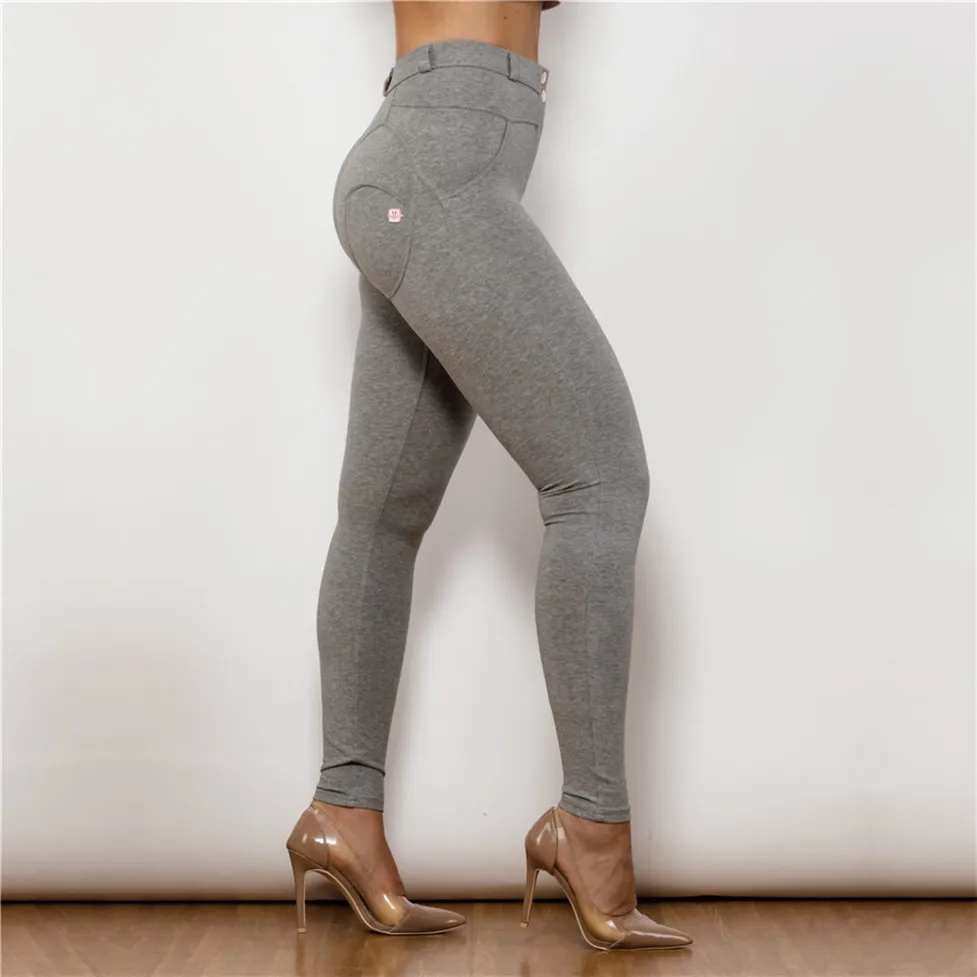 Melody Mid Rise Skinny-fit Trousers in stretch cotton pants women casual summer pantalones mujer grey color