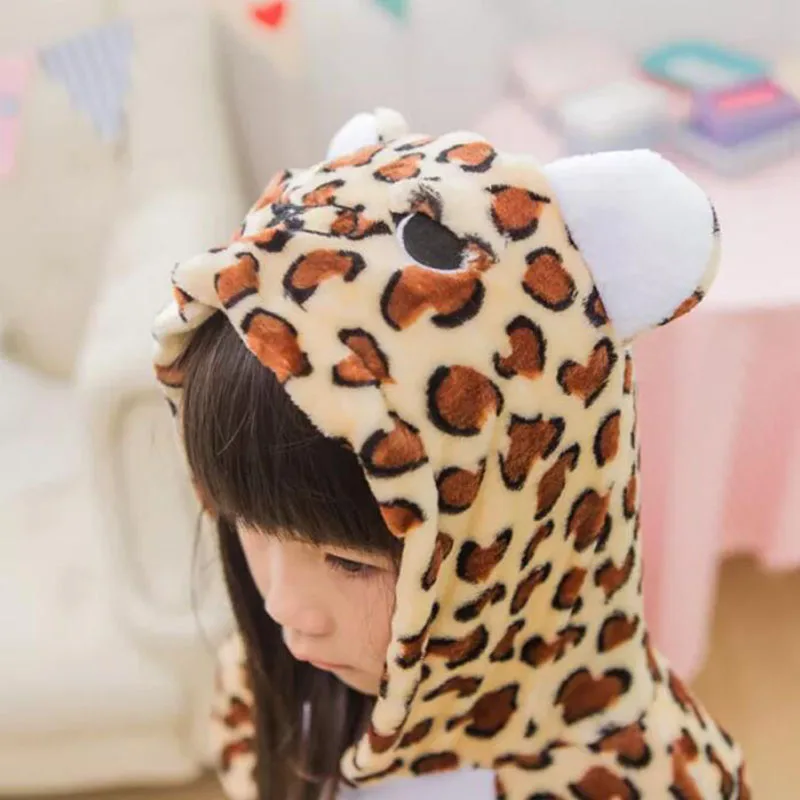 Family Kigurumi Pajamas Lights Brown Leopard Animal Onesie Cosplay Costume Pajamas For Kids and Adults