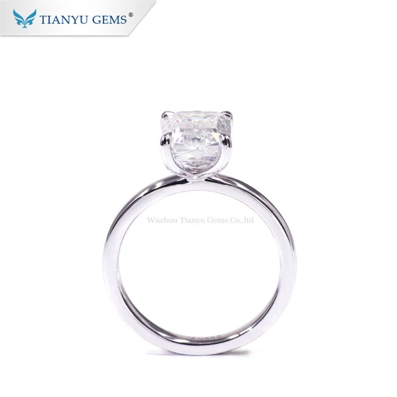 Tianyu Gems 8X7.5mm Criss Cut Moissanite D VVS Solitaire Diamond Rings 14k/18k White Gold Women Wedding Ring Custom Fine Jewelry