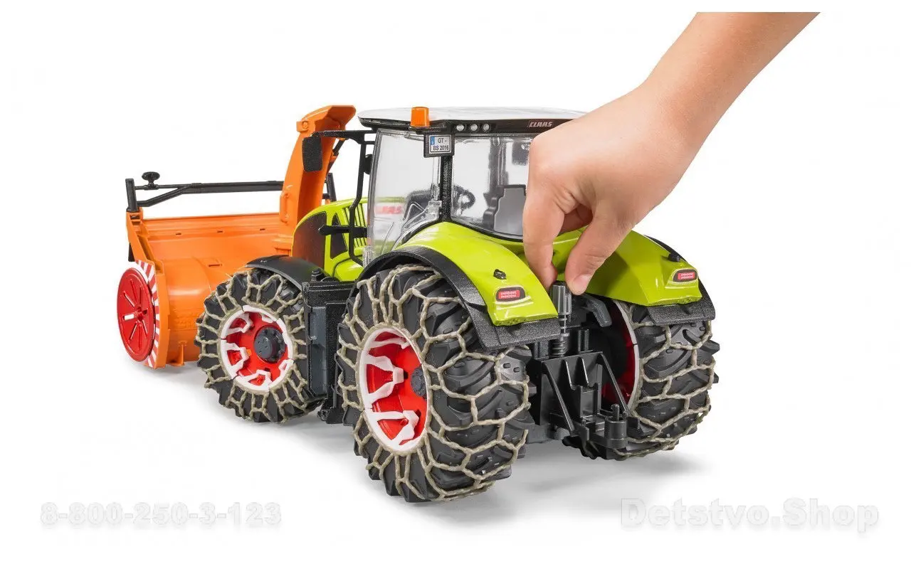 Трактор BRUDER Claas Axion 950 c цепями и снегоочистителем 03-017 | Игрушечный транспорт
