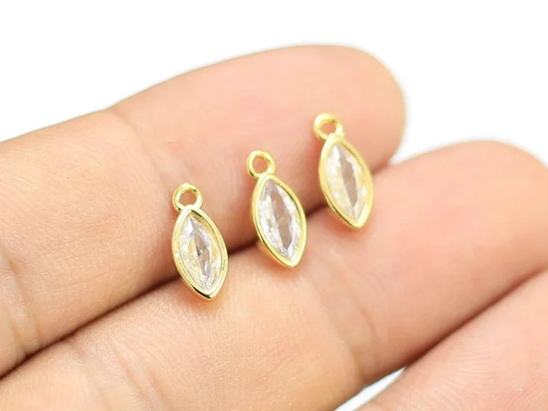 6 шт. подвески для сережек, очаровательные фианиты, аксессуары для сережек, 11,8x5x2,3 мм, покрытие из настоящего золота, изготовление ювелирных изделий-G134