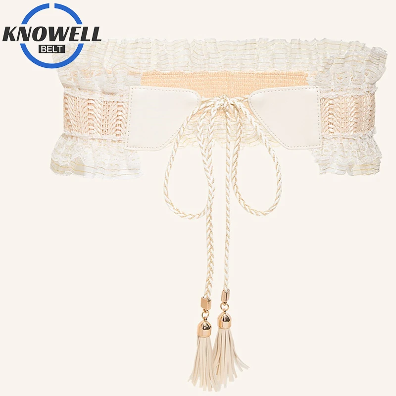 

Lace Up Corsets For Women Straw Knitted Wide Belt For Dresses Clothes Decorative Corset Underbust Y2K Waitsband Elegant Harajuku