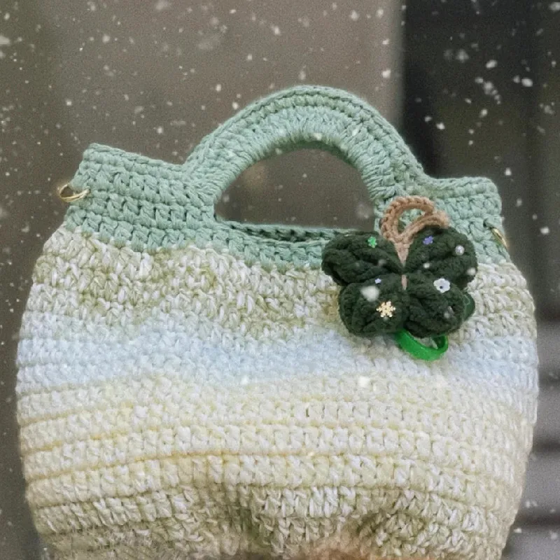 

Ladies Fashion Leisure Shopping Bag Handwoven Matcha Cloud Handbag DIY Mummy Stroller Bag Handmade Finished Products