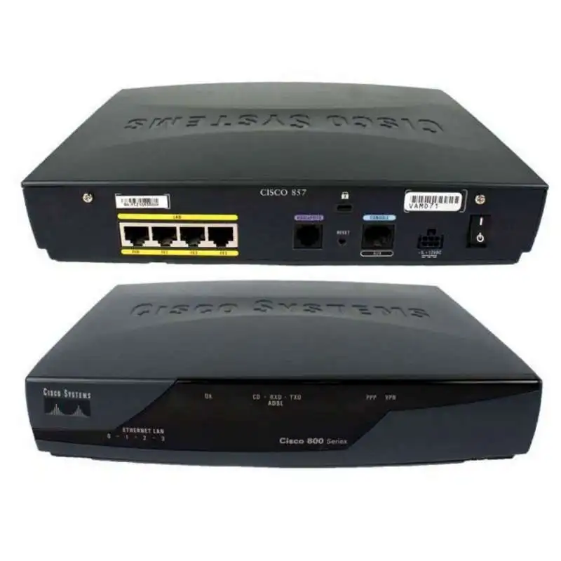 Проводной Маршрутизатор/Модем Cisco 857-K9 (ADSL2/2+ Router, 4xLAN 10/100Mbps, 1xADSL)