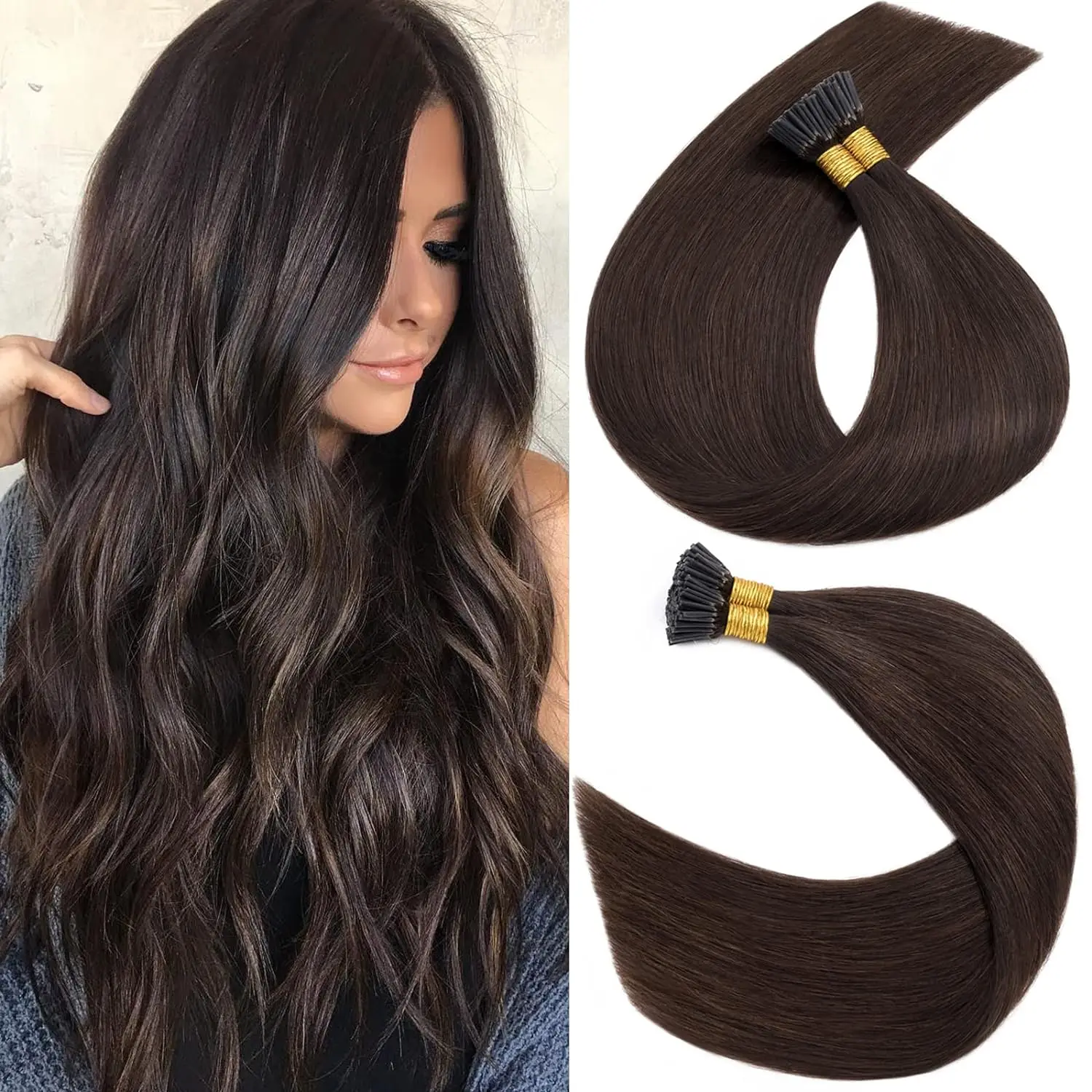 26 дюймов прямые I-образные волосы для наращивания 100% натуральные человеческие