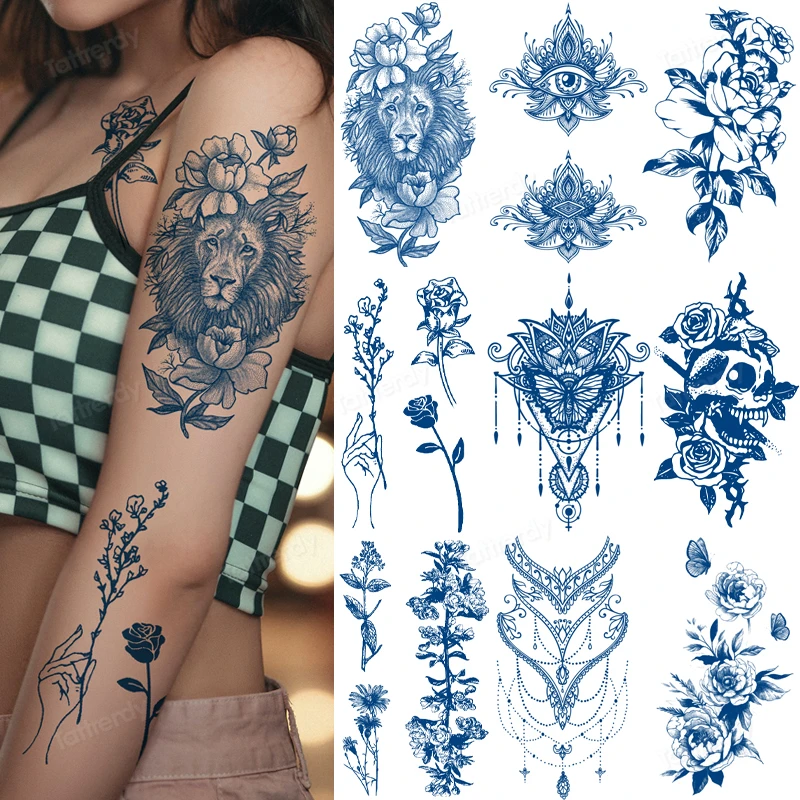 

Sexy Juice Tattoo Stickers Flowers Net Celebrity Tattoos Long Lasting 15 Days Herbal Semi-permanent Tattoo Fake Women Body Art