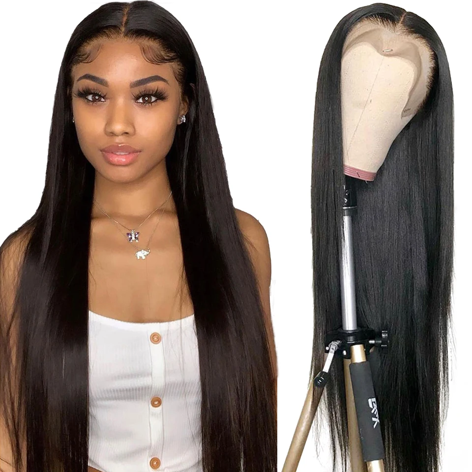 32 Inch Bone Straight Human Hair Wigs 13x6x1 Closure Wig With Baby Hair Brazilian Pre-Plucked T Part Lace Front Human Hair Wigs